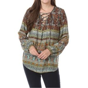 One World Shimmer Mixed Print Blouse
